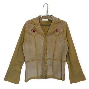 Vintage Leather Suede Embroidered Jacket